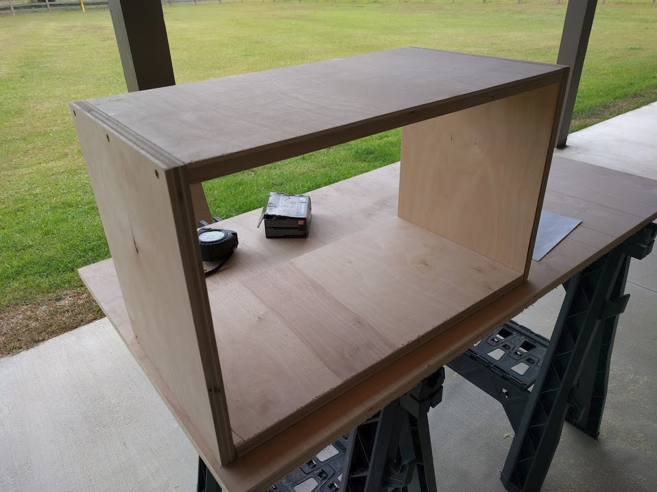 Building the cabinet with my dad